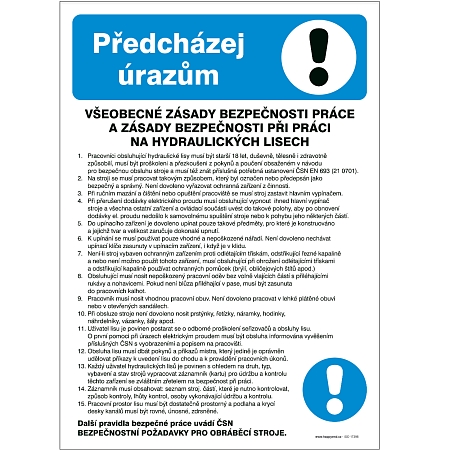 Značka Zásady bezpečnosti práce na hydraulických lisech